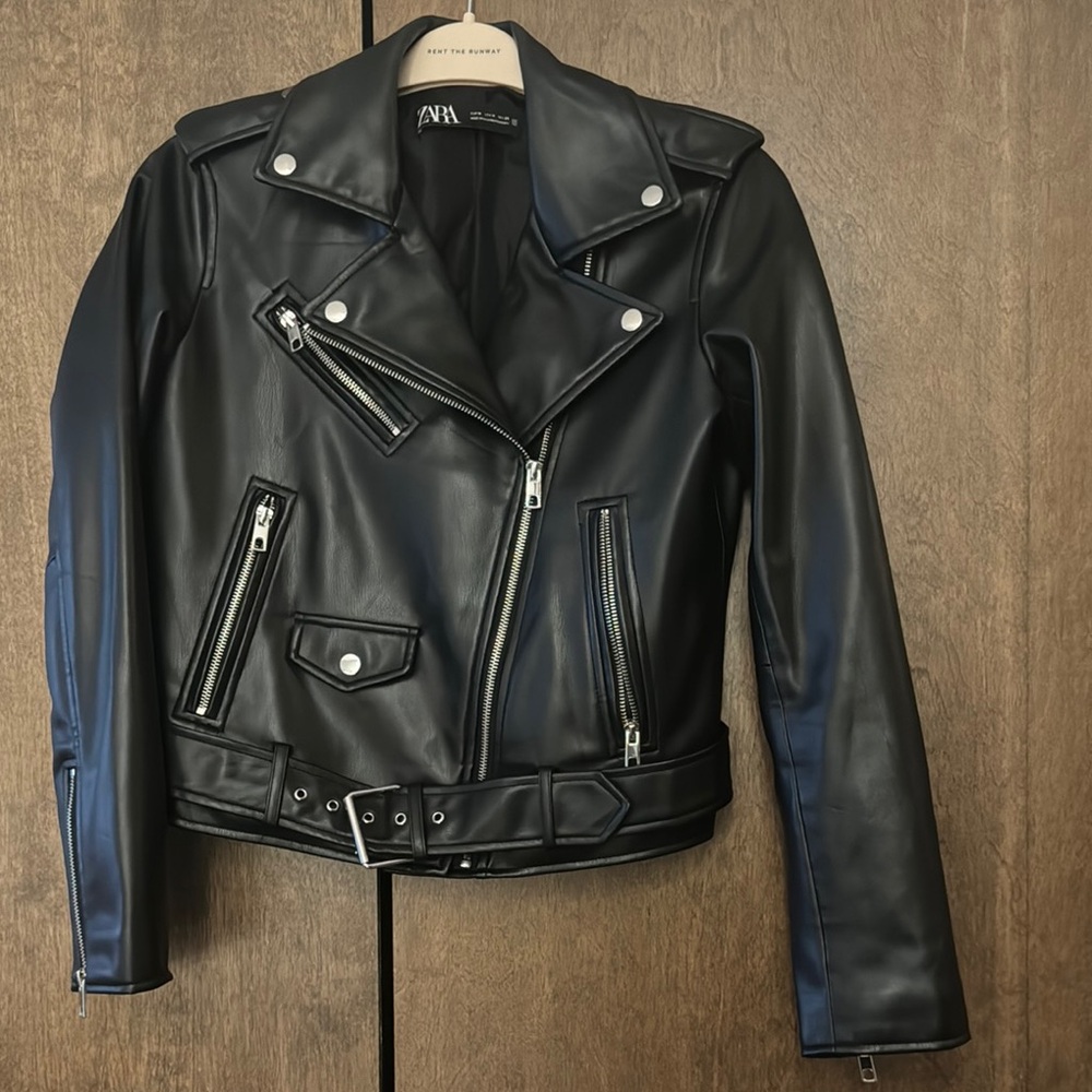 Zara Black Leather Biker Jacket